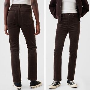 GAP Woman Brown Corduroy High Rise VTG Slim Cigarette Pants US30 Classic Preppy